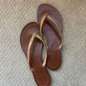 Tory Burch Leather Sandals in Brown and Tan